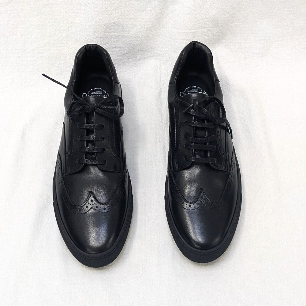Oliveira Mens Wingtip Fashion Dress Shoe Black Leather Size 12 Eur 45 New!